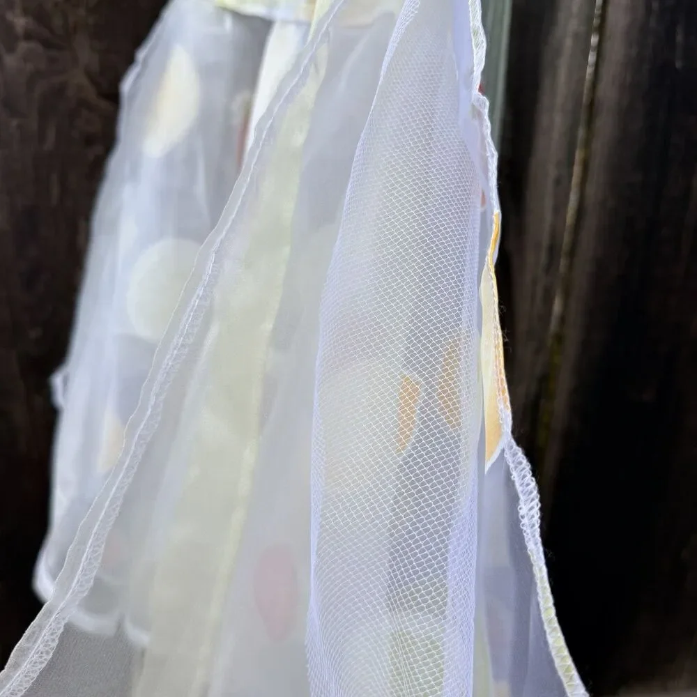NWT PartyGirlAprons Sheer Fruit Print Hostess Apron Strawberry Lemon Citrus OS